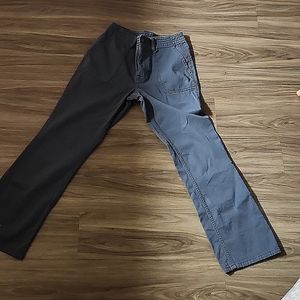 Croped to ankle - casual pants. Smoky Blue, size 0. Loose fit - mid rise. POCKET
